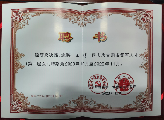 甘肃省领军人才（第一层次）