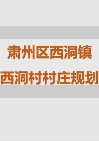 肃州区西洞镇西洞村村庄规划